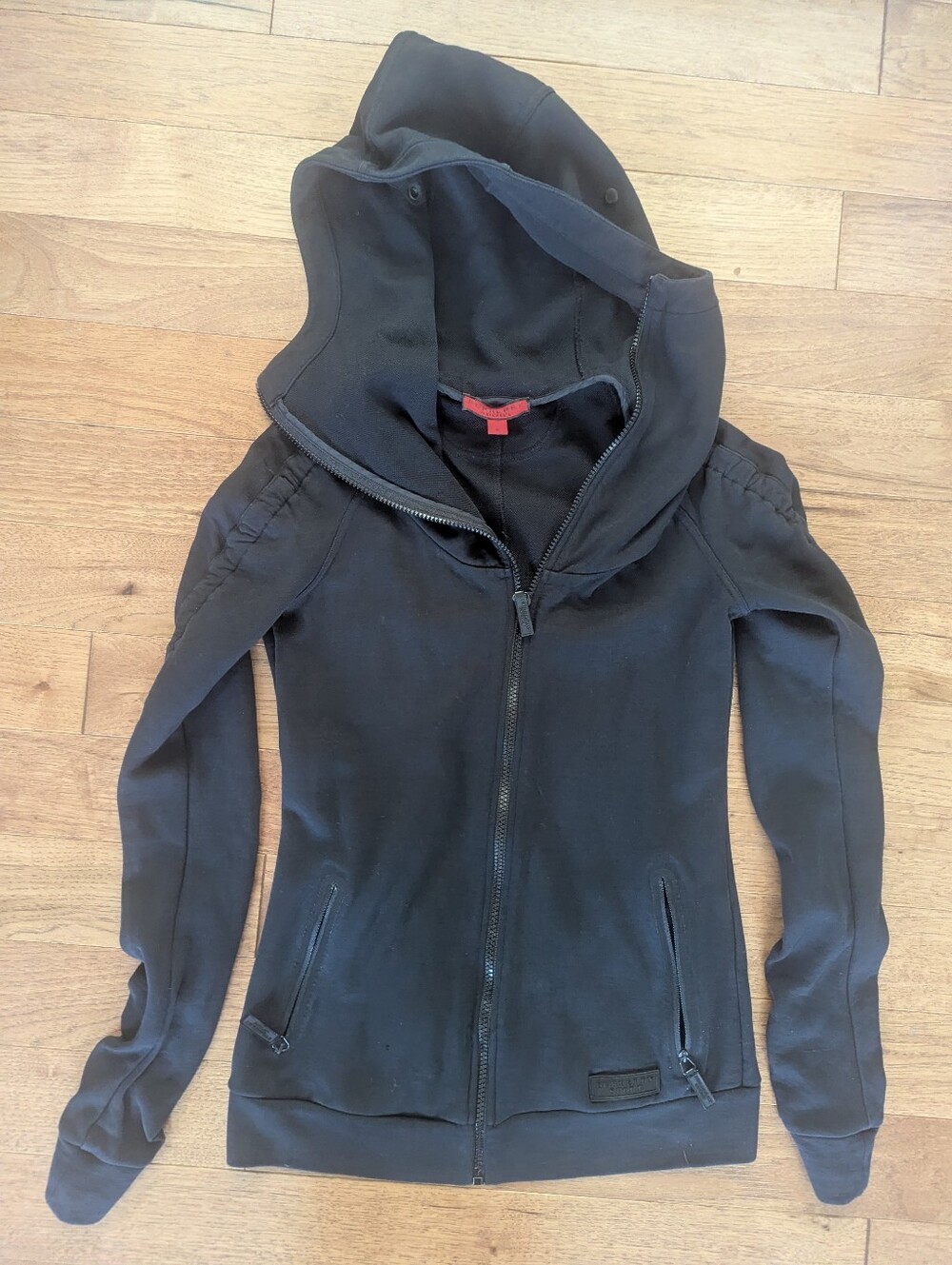 Burberry Black Hooded Zip-Up Bomber Jacket - Size Small